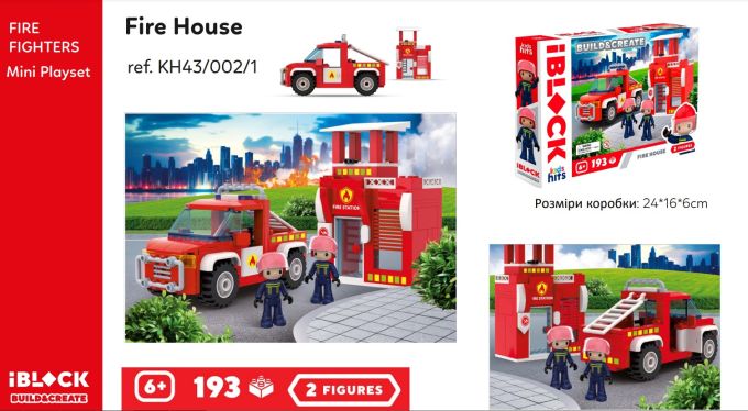 Конструктор Kids hits IBLOCK JUNIOR арт. KH43/002/1 (24шт)   FIRE 193дет., короб. 32*5*21.5 см