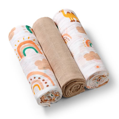 Пелюшки муслинові бавовняні (70х70 см)  3 шт. (Кремовий) /"Babyono"