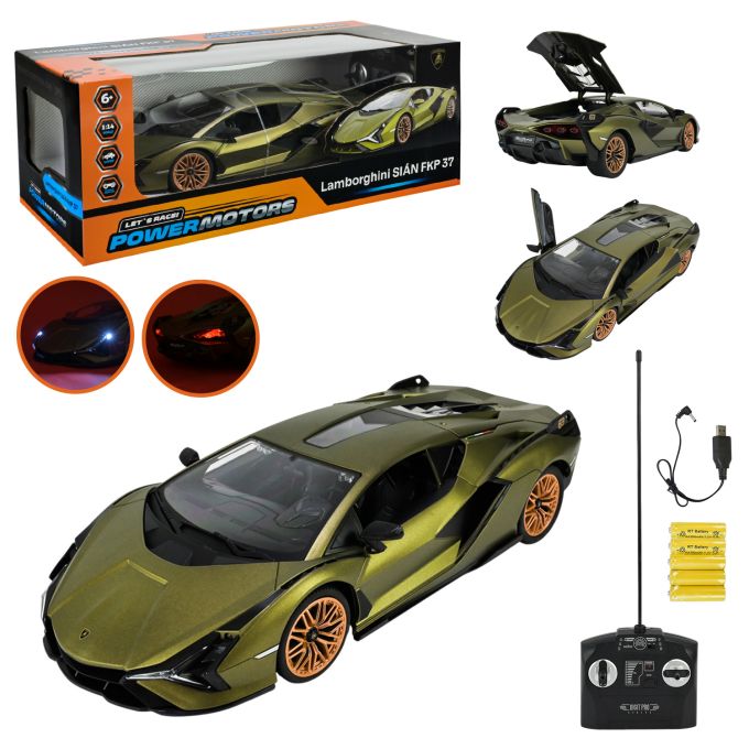 Машина р/к арт. PM1407GREEN (12шт),"POWERMOTORS",1:14 LAMBORGHINI SIAN,зелений колiр,акум., у кор.45*19,5*17см.