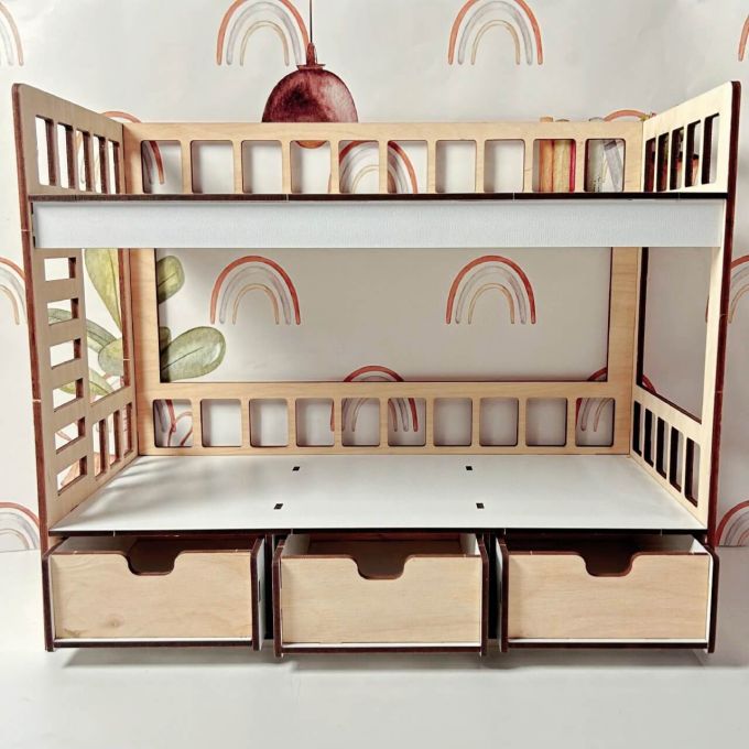 Двох'ярусне ліжко для Барбі з висувними ящиками NestWood Еко (kmb006eco)