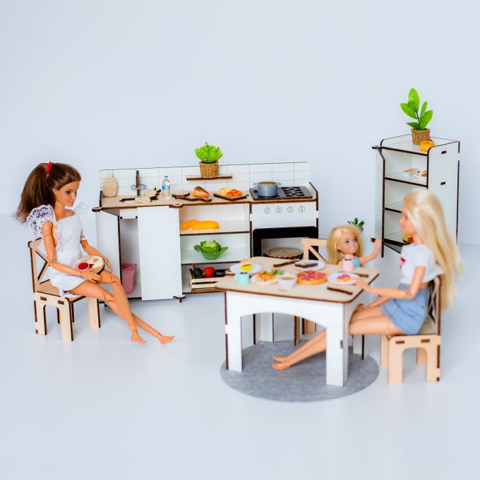 Набір лялькових меблів для Барбі NestWood "Кухня Еко" (kmb004eco)