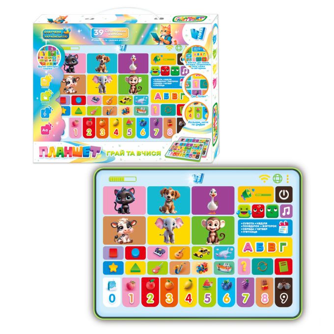 Планшет "Грай та вчися" 30391  "WToys", ОЗВУЧ. УКР. МОВОЮ, казки, пісні, вірші, абетка, цифри, п