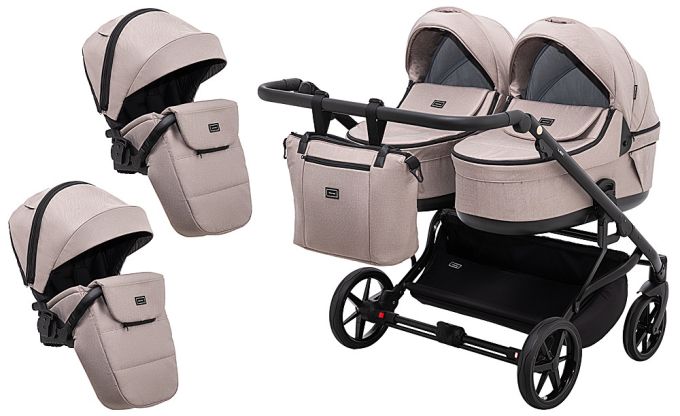 Коляска 2 в 1 для двійні Adamex Leo Duo Tip TK-72 капучино