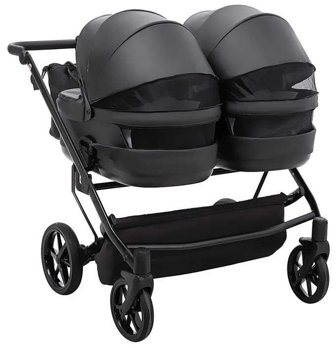 Коляска 2 в 1 для двійні Adamex Leo Duo Eco SA-2 чорний