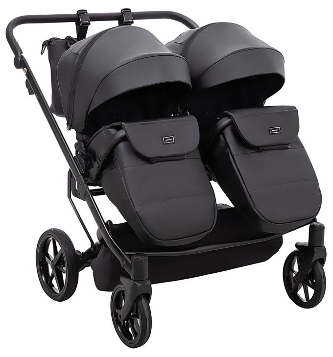 Коляска 2 в 1 для двійні Adamex Leo Duo Eco SA-2 чорний