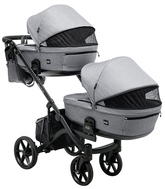 Коляска 2 в 1 для двійні Bair Kiwi DUO Soft BKP-218 сірий
