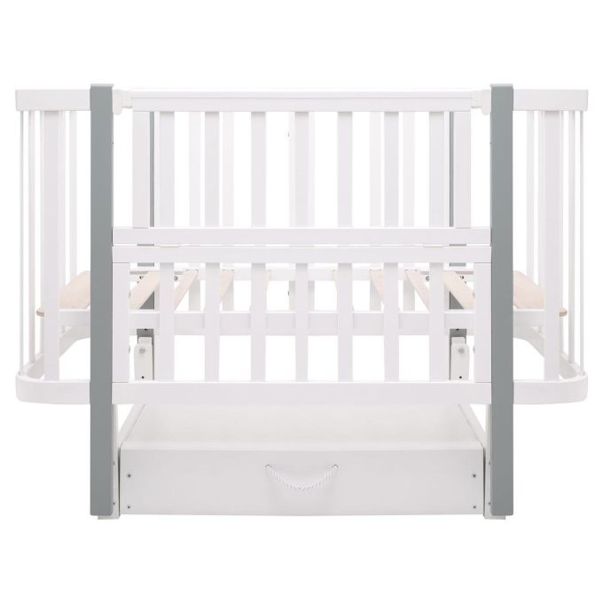 Ліжко Babyroom Місяць LU-3 маятник, шухляда білий / сірий