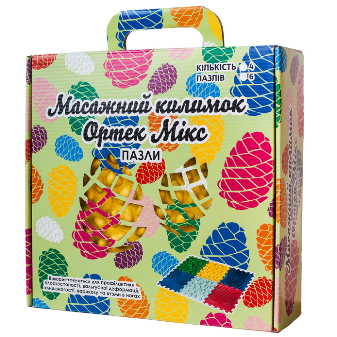 Килимок масажний "Пазли Мікс" 4 елемента 27x28 см