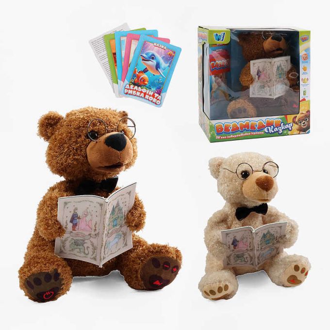Ведмедик казкар 31515 (16/2) 2 види, "WToys", ОЗВУЧ. УКР. МОВОЮ, 15 аудіоказок, 5 карток із казками,