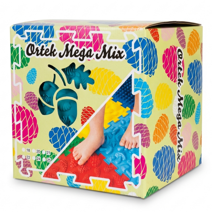 Килимок масажний для реабілітації “Ortek Mix” 20 елементів Жорсткий 27x28 см
