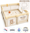 Дитячий манеж Terrio Teddy Bear M 120х180 см Кавовий з двома ручками і 60 різнокольоровими м'ячами
