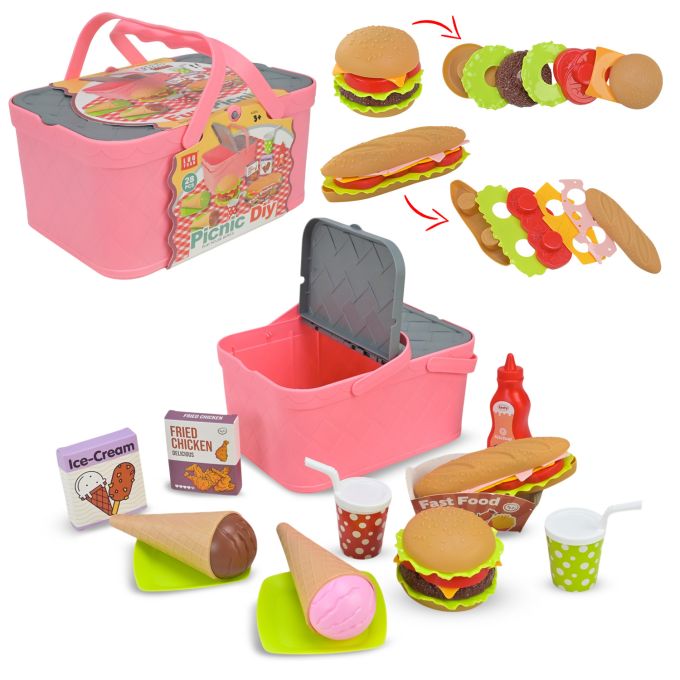 Продукти арт. LY8654 (48шт/2)  кошик з продуктами для пікніка валіза 12*16*23 см