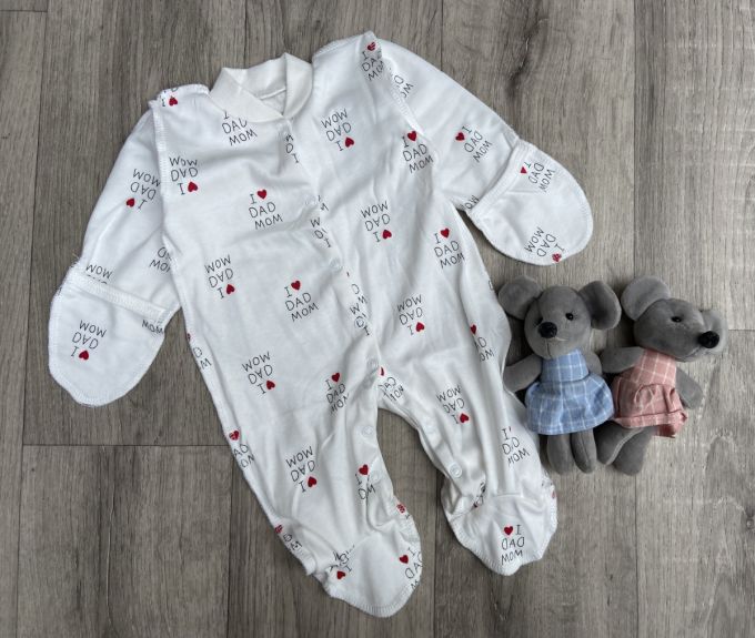 Чоловічок "I❤️mom,dad", молочний, унісекс 0-3 місяців 28547