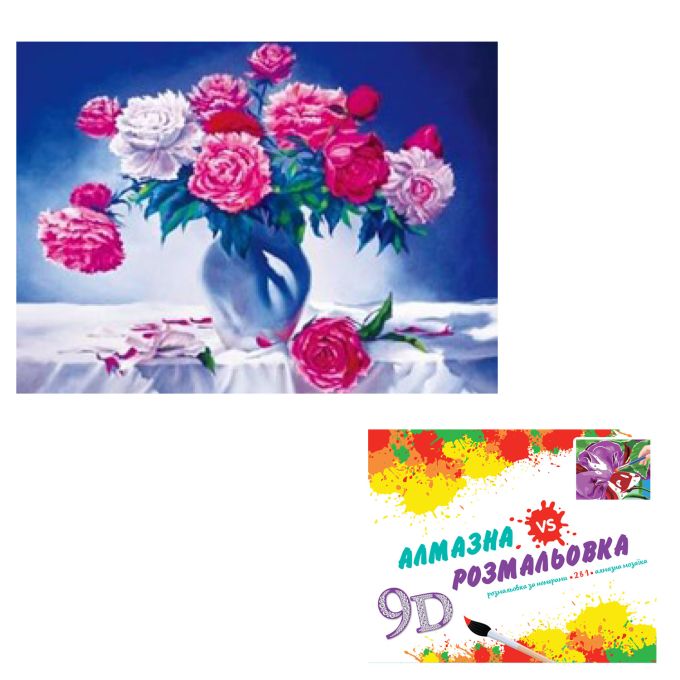 Іграшка Картина 3-D ефект CY2344 (30шт) 2 в 1 Алмазна мозаїка+розмальовка, на підрамнику, розмір 40х