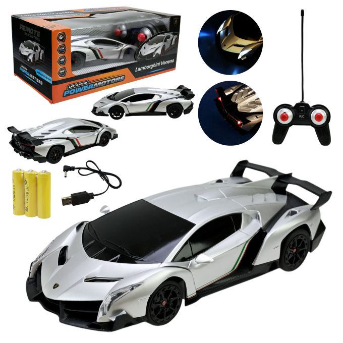 Машина р/к арт. PM2410 (24шт),"POWERMOTORS",1:24 LAMBORGHINI VENENO,сiрий колiр, акум., світло у кор.26,5*14*10,5см.