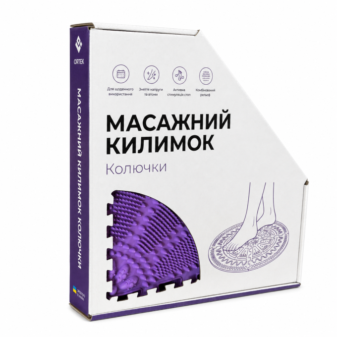 Килимок масажний Ortek "Колючки", 4 сектори Бірюзовий 35x25 см