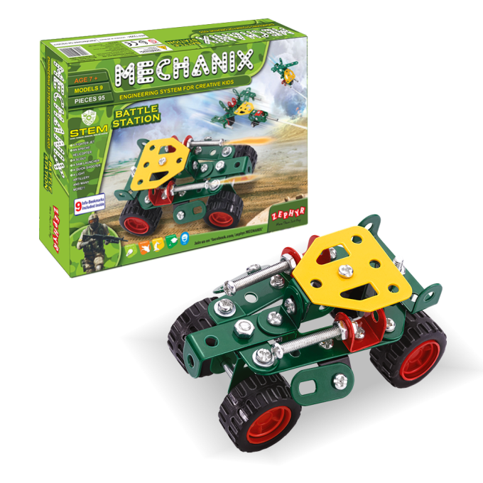 Металевий конструктор, розвиваючий "MECHANIX" Військові (95 елм./9 моделей)