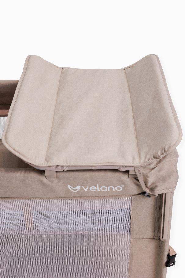 Ліжко-манеж дитяче з другим ярусом та пеленатором VELANO Tino, beige