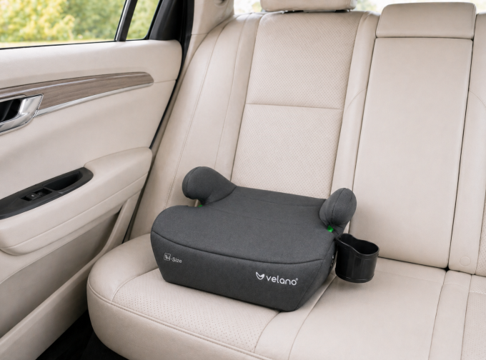 Бустер VELANO Primo i-Size 125–150 см, ISOFIX + підстаканник, grey