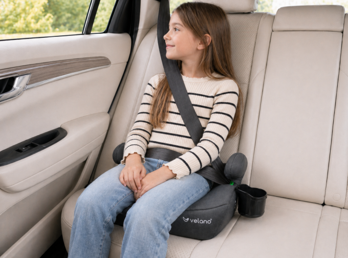 Бустер VELANO Primo i-Size 125–150 см, ISOFIX + підстаканник, grey