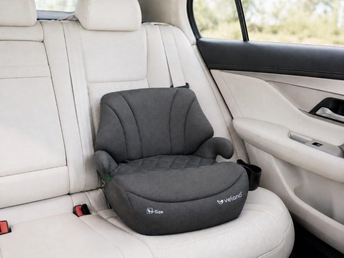 Бустер VELANO Gravo i-Size 125–150 см, ISOFIX + підстаканник, grey