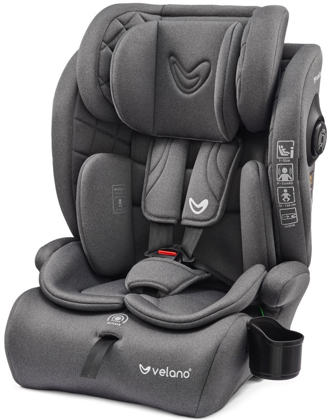 Автокрісло VELANO Flexo i-Size 76–150 см, ISOFIX + Top Tether/ремінь, grey