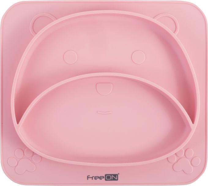 Силіконова тарілка дитяча FreeON Bear, pink
